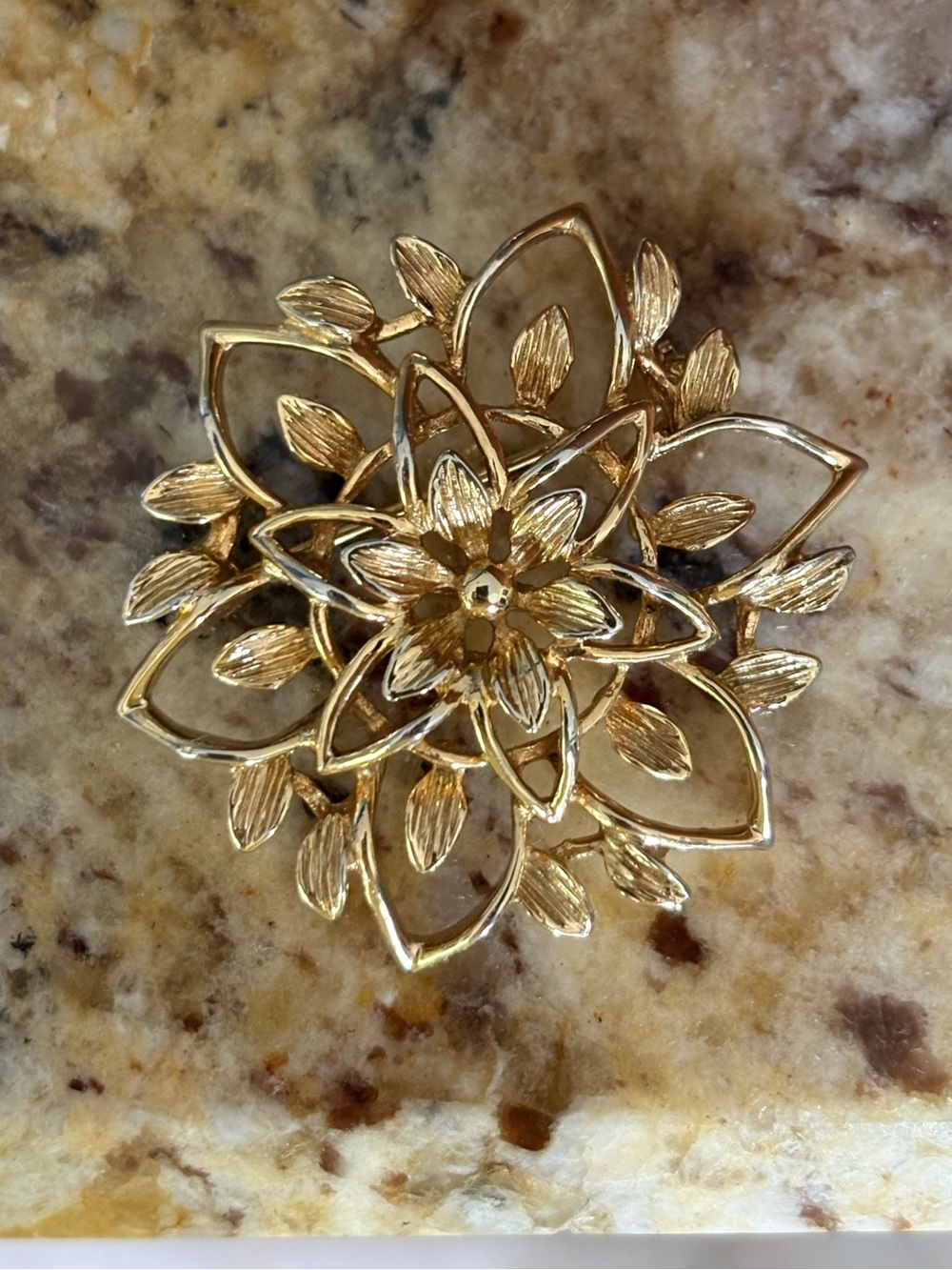 Vintage Sarah Coventry Gold Tone Open Flower Brooch Pin